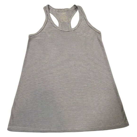 Athletic Works Women's Blue Striped Scoop Neck Racerback T-Shirt SIZE-SMALL - Picture 1 of 3